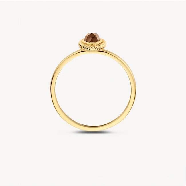 Blush Blush Ring 1239YBQ/56 14k Geelgoud met Parelmoer en Pure Quartz Maat 56