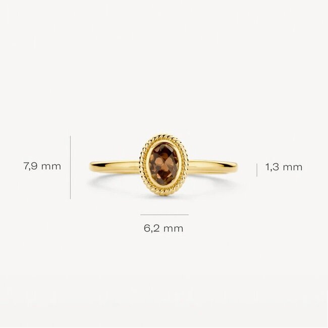 Blush Blush Ring 1239YBQ/56 14k Geelgoud met Parelmoer en Pure Quartz Maat 56