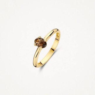 Blush Blush Ring 1242YSQ/56 14k Geelgoud met Smokey Quartz Maat 56