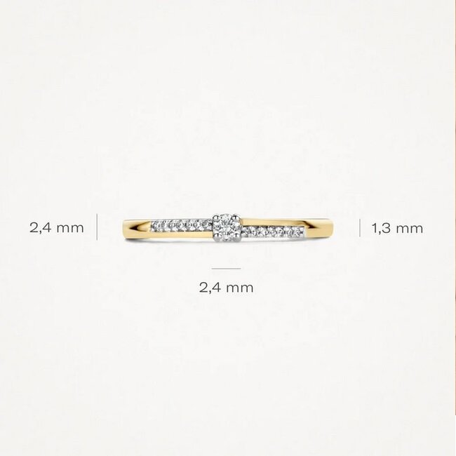 Blush Blush Ring 1639YDI/54 14k Geelgoud 0,10crt G SI Briljant geslepen Diamant Maat 54