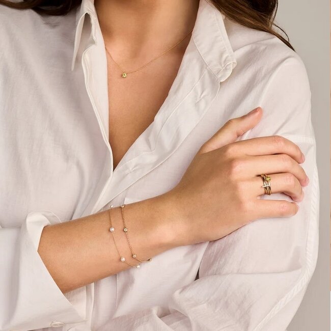 Blush Blush Armband 2213YZI 14k Geelgoud Rondjes met Briljant geslepen Zirkonia 18,5cm