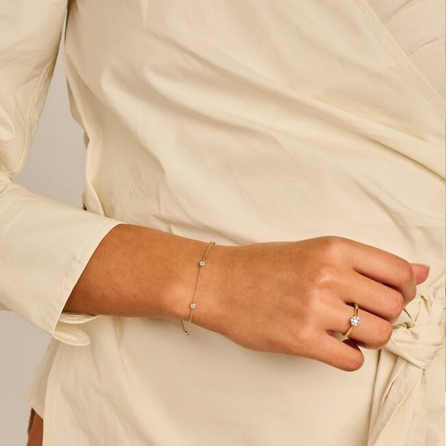 Blush Blush Armband 2213YZI 14k Geelgoud Rondjes met Briljant geslepen Zirkonia 18,5cm