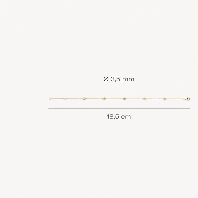 Blush Blush Armband 2213YZI 14k Geelgoud Rondjes met Briljant geslepen Zirkonia 18,5cm