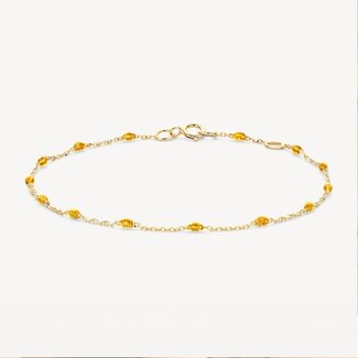 Blush Blush Armband 2226YRC 14k Geelgoud met Oranje Resin 16.5 - 18.5cm