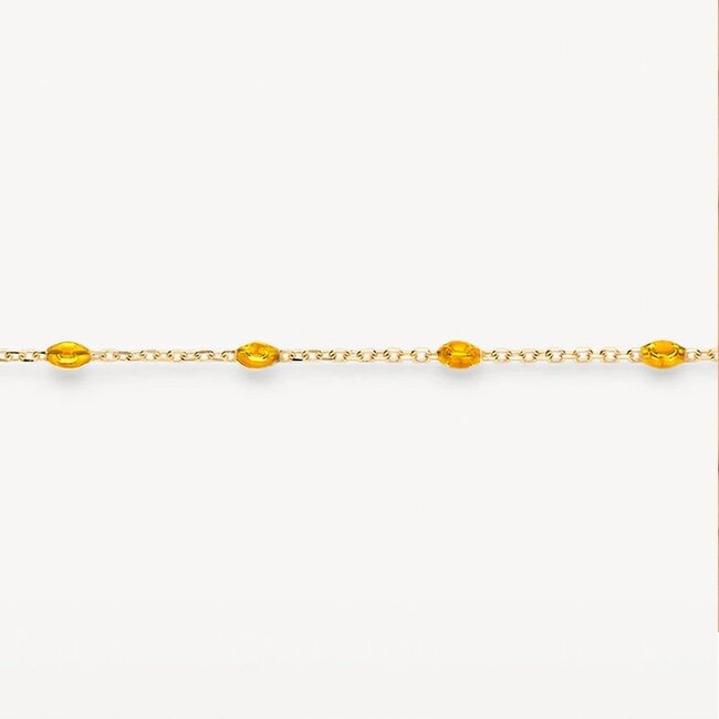 Blush Blush Armband 2226YRC 14k Geelgoud met Oranje Resin 16.5 - 18.5cm
