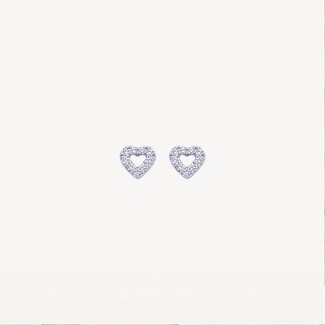 Blush Blush Oorbellen 7299WZI Oorstekers 14k Witgoud Hart met Briljant geslepen Zirkonia