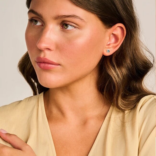 Blush Blush Oorbellen 7629YDL 14k Geelgoud 2x 0,05crt G SI Diamant en Blue Topaz