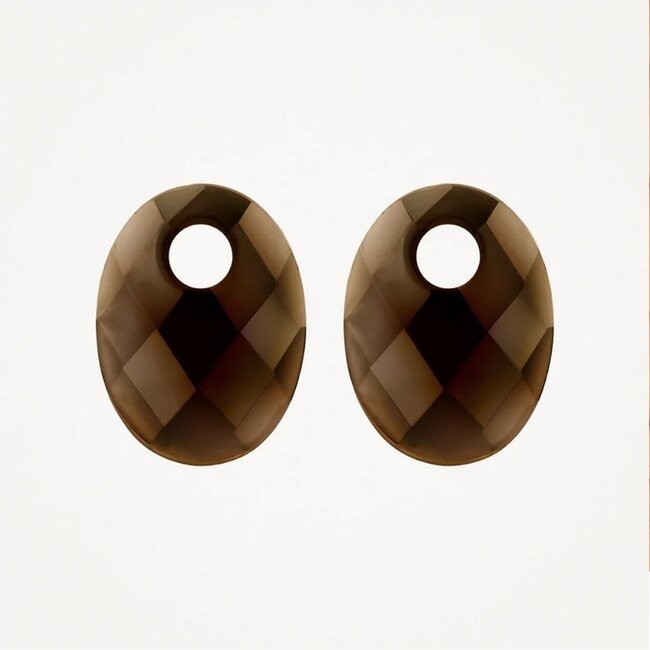 Blush Blush Oorbedels 810SMQO Medium Smokey Quartz Ovaal 12mm x 20mm