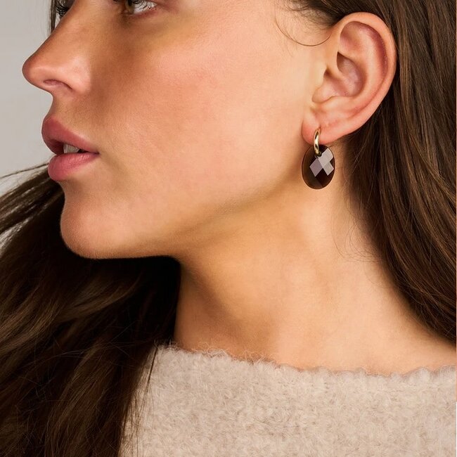 Blush Blush Oorbedels 810SMQO Medium Smokey Quartz Ovaal 12mm x 20mm