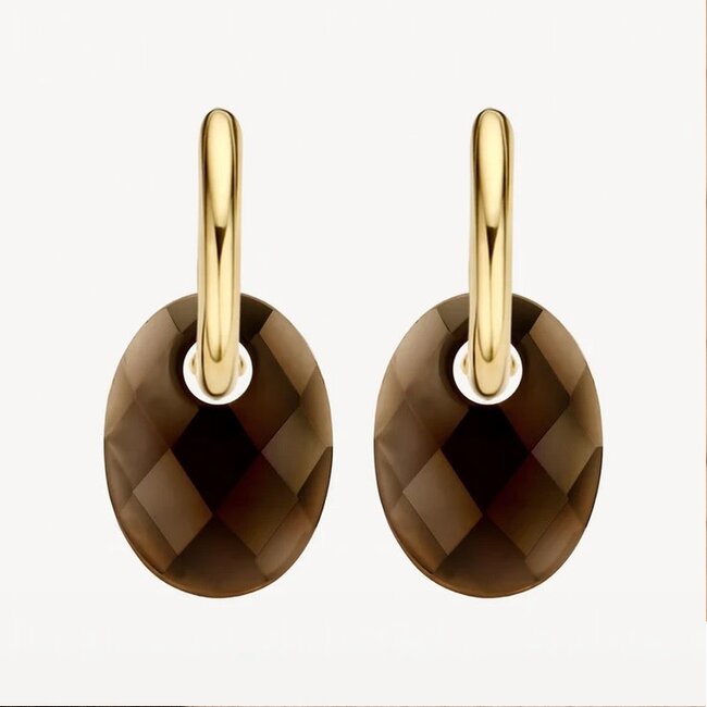 Blush Blush Oorbedels 810SMQO Medium Smokey Quartz Ovaal 12mm x 20mm