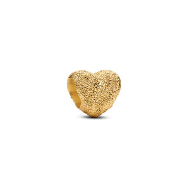 Pandora Pandora Bedel 764000C00 Zilver met Geelgouden Plating Hart met Structuur Mini