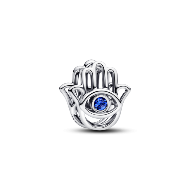 Pandora Pandora Bedel 794062C01 Zilver Hamsa Hand met Blauw Oog