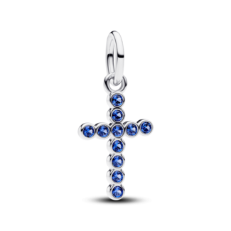 Pandora Pandora Hanger 794063C01 Zilver Kruis met Blauwe Zirkonia