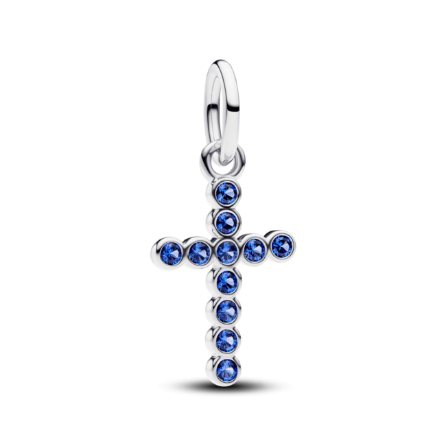 Pandora Pandora Hanger 794063C01 Zilver Kruis met Blauwe Zirkonia
