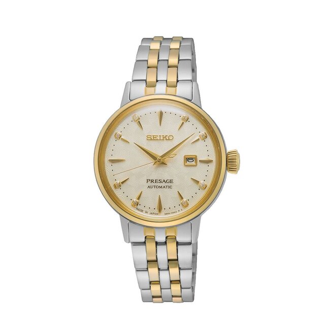 Seiko Seiko Horloge SRE010J1 Presage Staal Bi-color Automaat 50m Waterdicht met Diamant 29mm