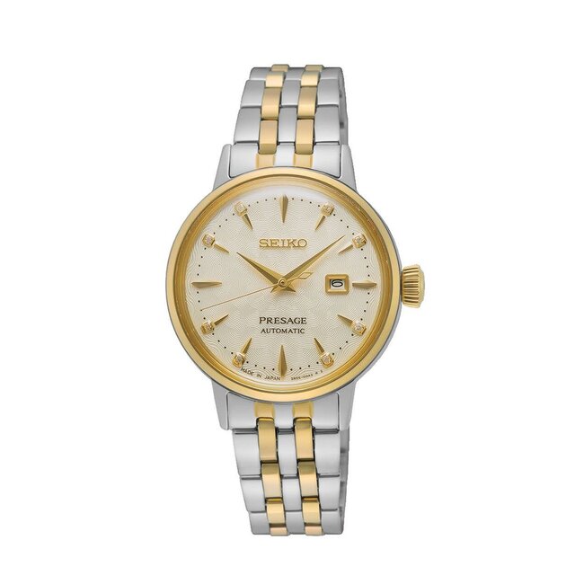 Seiko Seiko Horloge SRE010J1 Presage Staal Bi-color Automaat 50m Waterdicht met Diamant 29mm