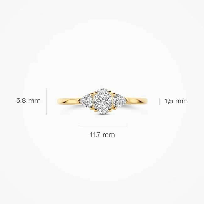 Blush Blush Ring LG1039Y/54  Lab Diamonds 14k Geelgoud 0.35crt 2x 0.10crt Maat 54