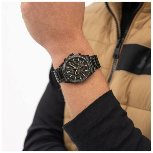 BOSS BOSS Horloge HB1514291 Strike Staal met Zwarte Coating Quartz Chronograaf 50m Waterdicht 41mm
