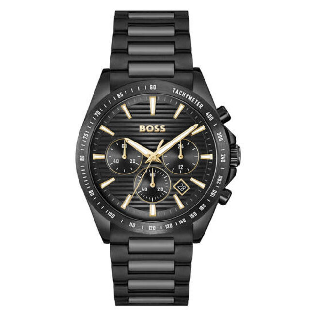 BOSS BOSS Horloge HB1514291 Strike Staal met Zwarte Coating Quartz Chronograaf 50m Waterdicht 41mm