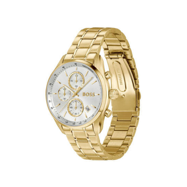 BOSS BOSS Horloge HB1514261 Grand Prix Staal met Geelgouden Plating Quartz Chronograaf 50m Waterdicht 40mm