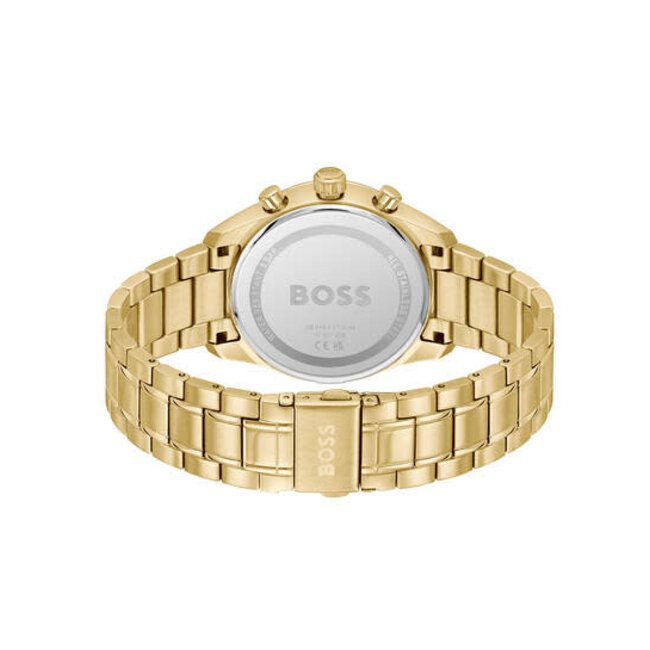 BOSS BOSS Horloge HB1514261 Grand Prix Staal met Geelgouden Plating Quartz Chronograaf 50m Waterdicht 40mm