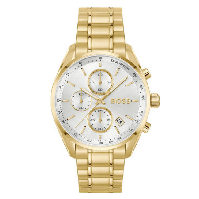 BOSS BOSS Horloge HB1514261 Grand Prix Staal met Geelgouden Plating Quartz Chronograaf 50m Waterdicht 40mm