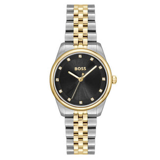 BOSS BOSS Horloge HB1502811 Graceful Prec Staal Bi-color Quartz 30m Waterdicht met Zwarte Wijzerplaat 32mm