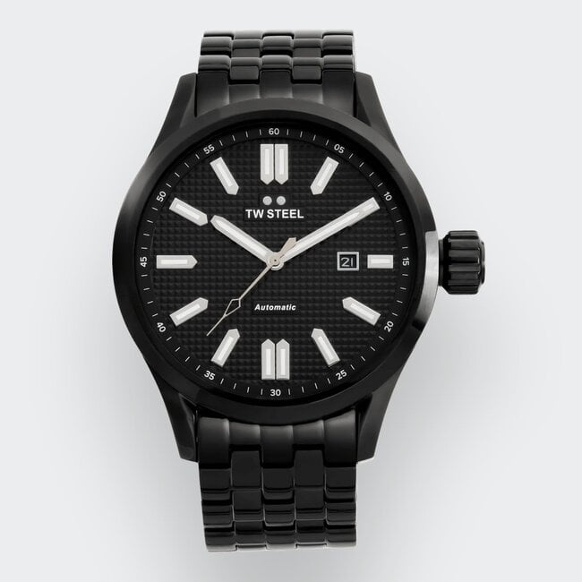 TW Steel TW Steel Horloge VB12 Volante Staal met Zwarte Coating Automaat Swiss Made 100m Waterdicht 45mm