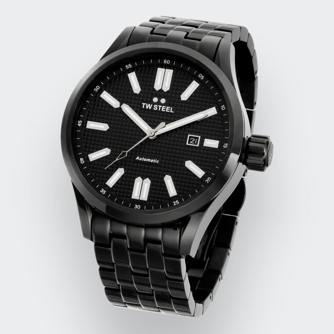 TW Steel TW Steel Horloge VB12 Volante Staal met Zwarte Coating Automaat Swiss Made 100m Waterdicht 45mm
