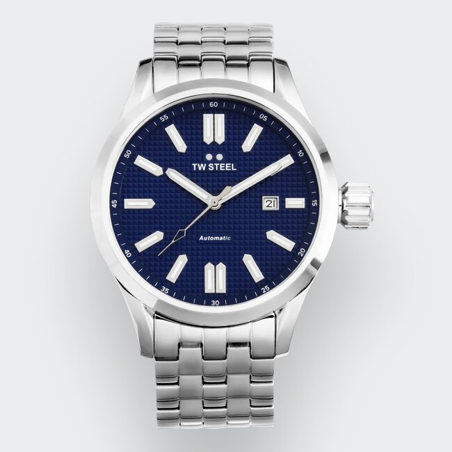 TW Steel TW Steel Horloge VB11 Volante Staal Automaat Swiss Made met Blauwe Wijzerplaat 45mm