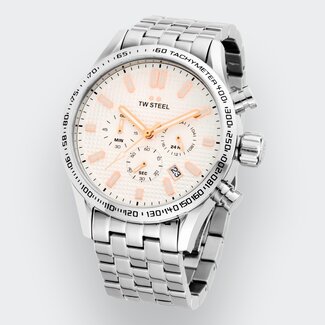 TW Steel TW Steel Horloge VB1 Volante Staal Quartz Swiss Made Chronograaf met Witte Wijzerplaat 45mm