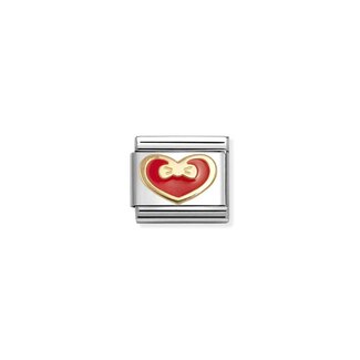 Nomination Nomination Schakel 030283-33 Composable Classic Staal met 18k Geelgoud Hart Red met Strik