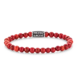 Rebel & Rose Rebel & Rose Armband RR-60118-V-L Red Delight Vintage 6mm Maat L