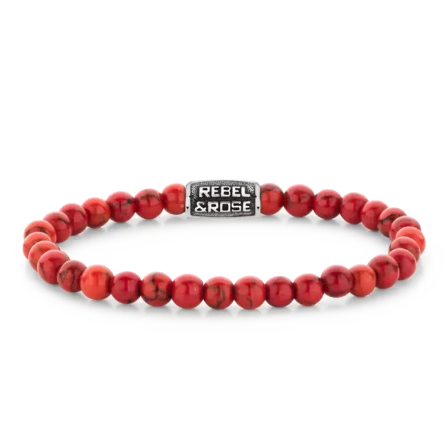 Rebel & Rose Rebel & Rose Armband RR-60118-V-L Red Delight Vintage 6mm Maat L