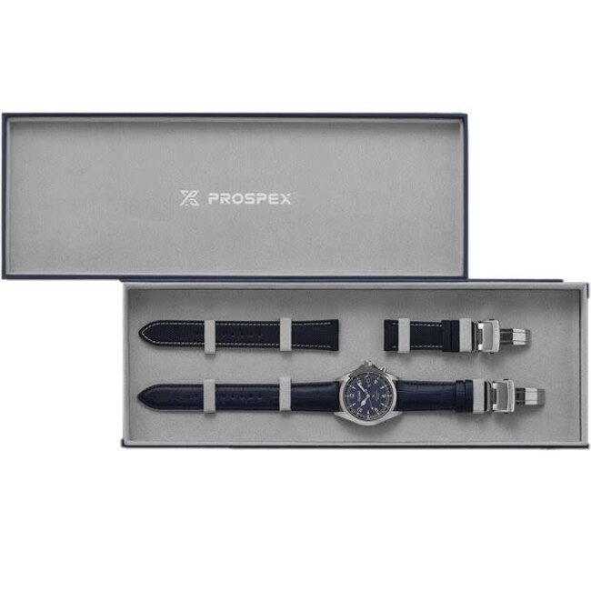 Seiko Seiko Horloge SPB531J1 Prospex Alpinist Night Sky Staal Automaat 200m Waterdicht Saffierglas met Blauwe Leren en Cavas Horlogeband 38mm Limited Editon 0446/3000