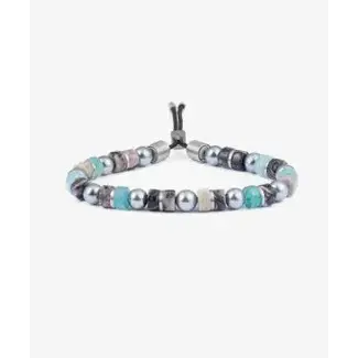 Pig & Hen Pig & Hen Armband P49-183613 Brontide Adjustable 6mm Hakodate/Zilver 18-19cm M