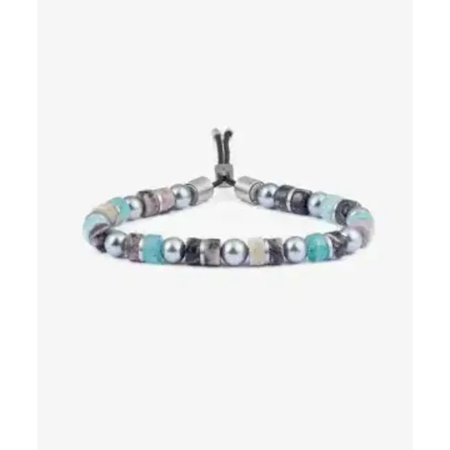 Pig & Hen Pig & Hen Armband P49-183613 Brontide Adjustable 6mm Hakodate/Zilver 18-19cm M