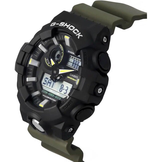 Casio G-Shock G Shock Horloge GA-710TU-1A3ER Analoog Digitaal Zwart Groen 200m Waterdicht