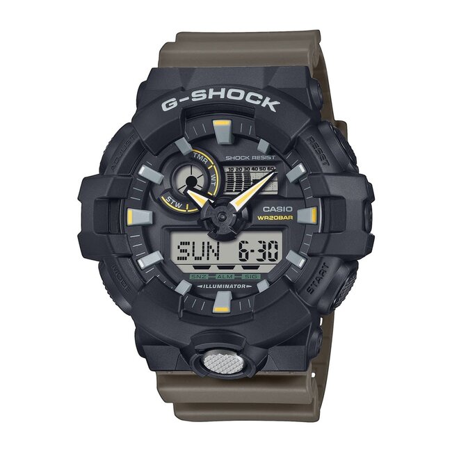 Casio G-Shock G Shock Horloge GA-710TU-1A3ER Analoog Digitaal Zwart Groen 200m Waterdicht