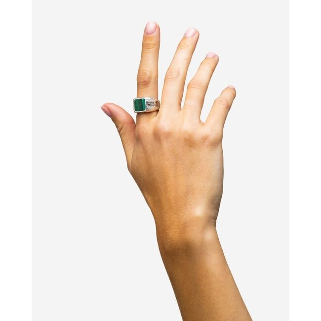 Buddha to Buddha Buddha to Buddha Ring 046MA 21 Tangguh Small Zilver Malachite Maat 21