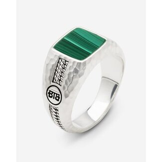 Buddha to Buddha Buddha to Buddha Ring 046MA 21 Tangguh Small Zilver Malachite Maat 21