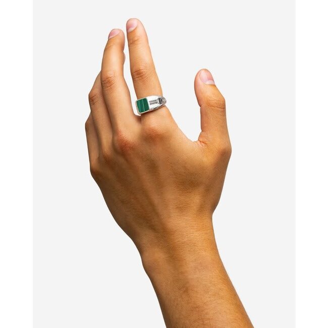 Buddha to Buddha Buddha to Buddha Ring 046MA 19 Tangguh Small Zilver Malachite Maat 19
