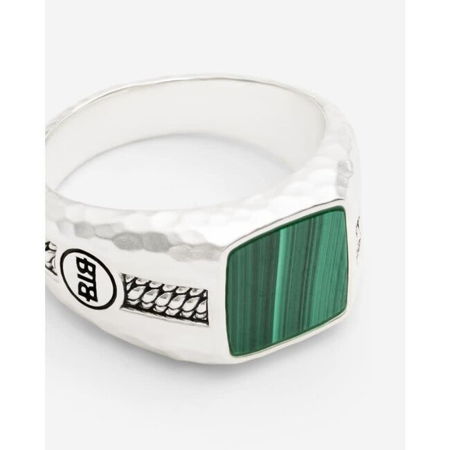 Buddha to Buddha Buddha to Buddha Ring 046MA 19 Tangguh Small Zilver Malachite Maat 19