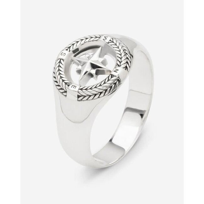 Buddha to Buddha Buddha to Buddha Ring 057 18 Signet Compass Zilver Maat 18