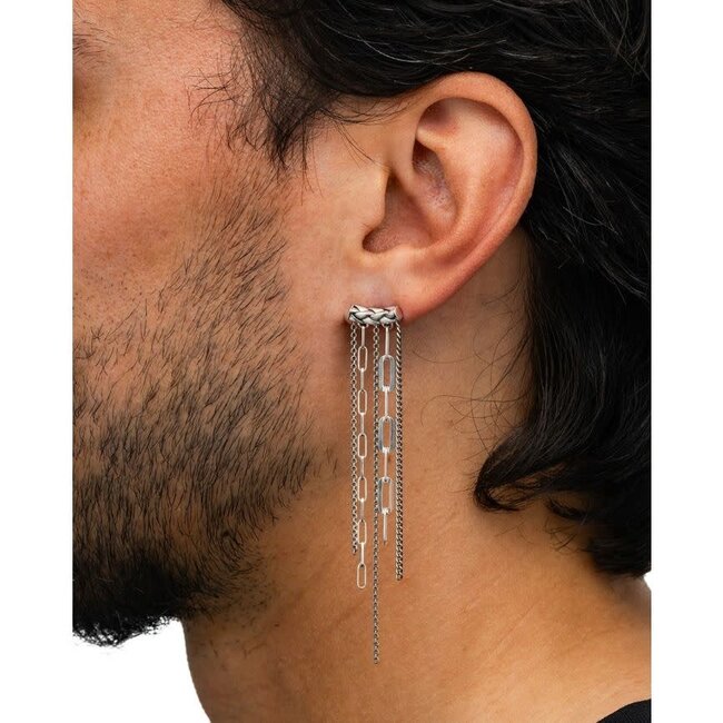 Buddha to Buddha Buddha to Buddha Oorbel  036 one Multi Chain George Zilver Single Piece