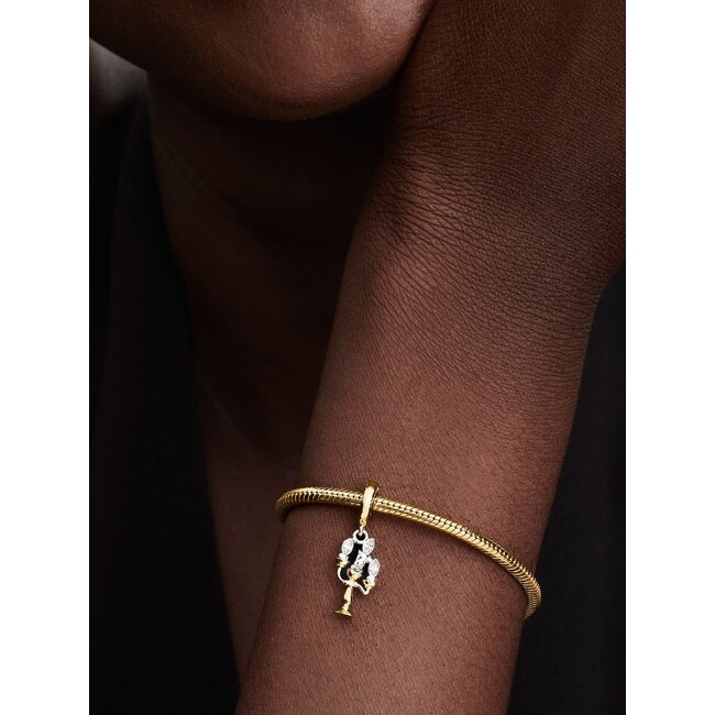 Pandora Pandora Bedel 763985C01 Zilver met 14k Geelgouden Plating Disney Lumiere Belle en het Beest