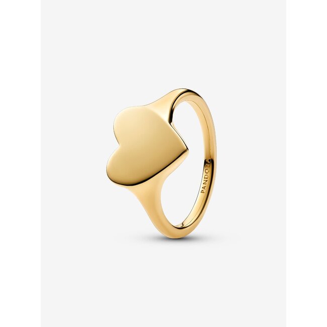 Pandora Pandora Ring 163988C00-54 Zilver met 14k Geelgouden Plating met Graveerbaar Hart Maat 54