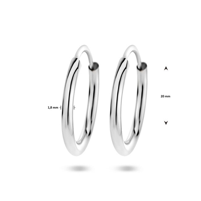 Blinckers Jewellery Huiscollectie BJ Oorbellen 13.35687 Zilver Oorringen Buis 1.8mm x 20mm