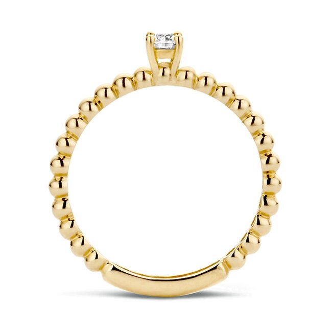 Blush Blush Solitair Ring 1111YZI/54 14k Geelgoud met Bolletje gezet met Briljant geslepen Zirkonia Maat 54