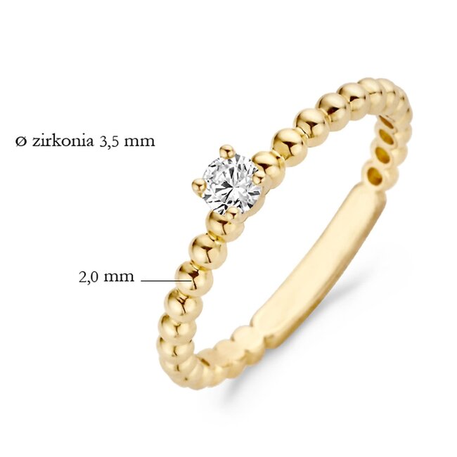Blush Blush Solitair Ring 1111YZI/54 14k Geelgoud met Bolletje gezet met Briljant geslepen Zirkonia Maat 54
